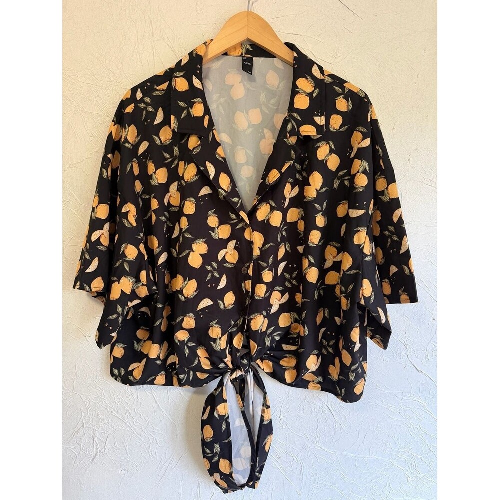 Cider Lemon Print Button Down Shirt Size XXL